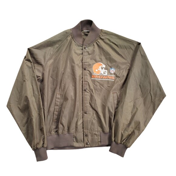 Vintage Cleveland Browns Bomber Jacket Windbreaker XL Made in USA - Picture 1 of 8